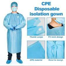 ชุดกาวน์ Isolation Gown (CPE ) เสื้อกาวน์กันน้ำ ป้องกันสารคัดหลั่ง น้ำลาย