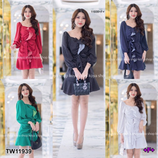 TW11939 Dress เดรสแขนยาวอกระบาย