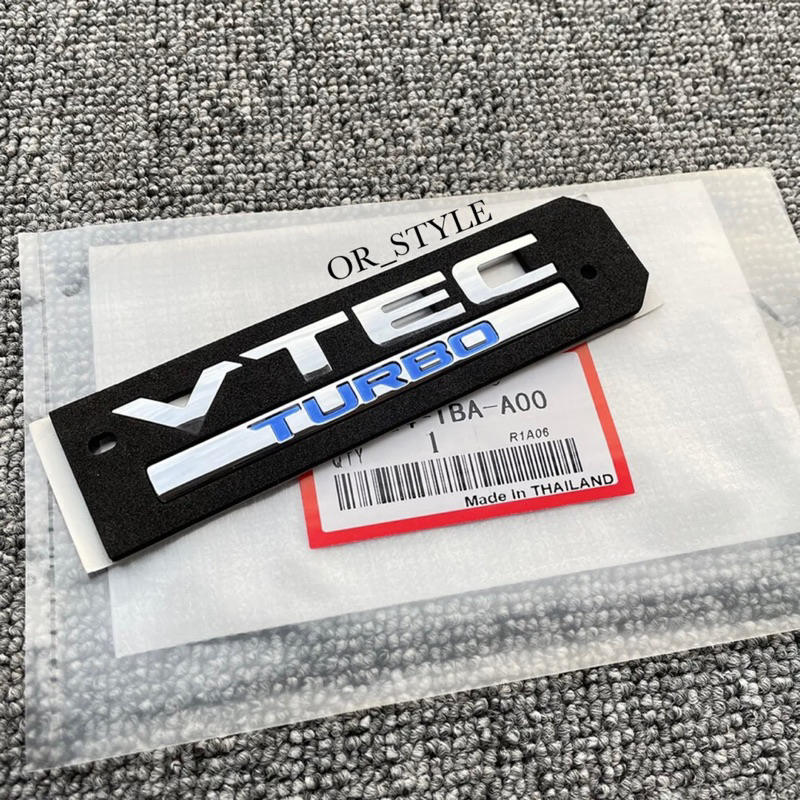 แท้ศูนย์ โลโก้ VTEC TURBO CIVIC FC 16-21, CITY 20-23 ขนาด 10.5x2.5cm (UIN-75724-TBA-A00)