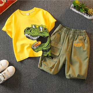 เสื้อผ้าเด็ก ชุดเด็กแฟชั่น ชุดแขนสั้น set 2 ชิ้น สไตล์เกาหลี เนื้อผ้าดี size(8เดือน -6ปี) PFS0051