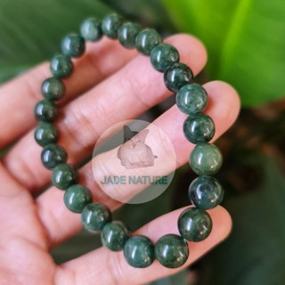 กำไลหยกแท้ Jadeite Type A เม็ดโต 8.3 มิล ข้อมือ 16 ซม. (#3)