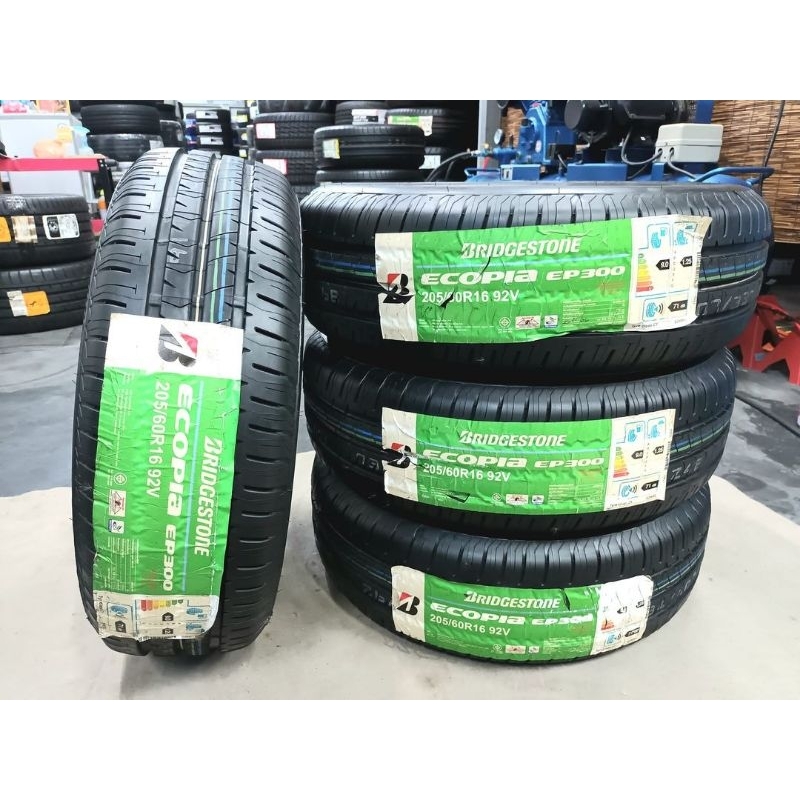 ยางใหม่ค้างปี 205/60R16 Bridgestone Ecopia EP300 ผลิตต้นปี 2021 ประกันบวม 2 ปี พร้อมจุ๊บลม 4 ตัว จัด