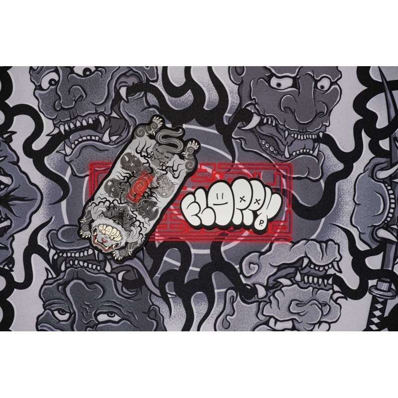 Floppy Fat Tiger Deskmat - demONI B&W - แผ่นรองเม้าส์ แผ่นปูโต๊ะ ขนาด 80x40