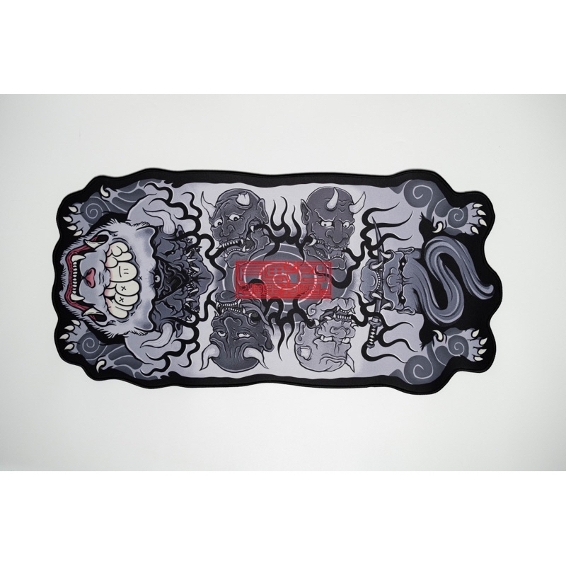 Floppy Fat Tiger Deskmat - demONI B&W - แผ่นรองเม้าส์ แผ่นปูโต๊ะ ขนาด 80x40