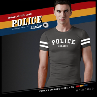 Police เสื้อยืดทรงพอดีตัว Slim fit  ผ้ายืดตามตัว 100% Cotton (BC023)