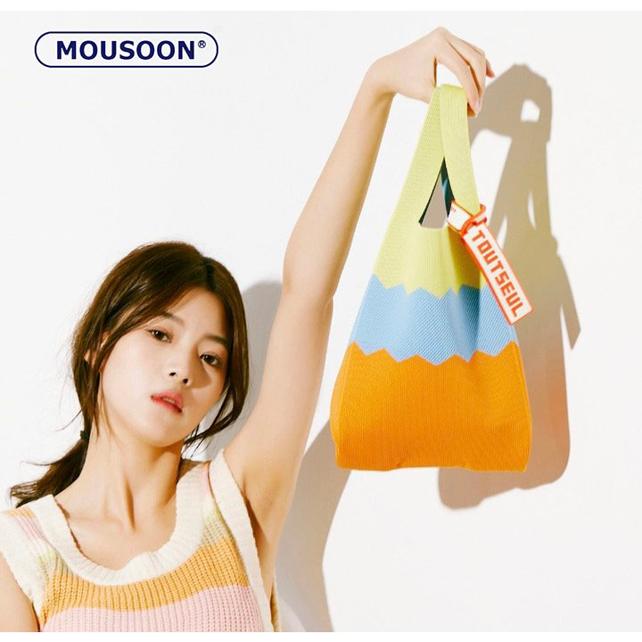 Mousoon กระเป๋าสตรีเกาหลี Rainbow Crossbody ถักใต้วงแขนกระเป๋าเงินเหรียญผู้ถือบัตรกระเป๋าสายรุ้ง