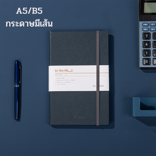 สมุดมียางรัดปก ปกแข็ง สมุดบันทึก หนา96แผ่น สมุดหนัง A5 B5 สมุดมีลายเส้น จดงาน การบ้าน บันทึกการประชุม กระดาษมีเส้น