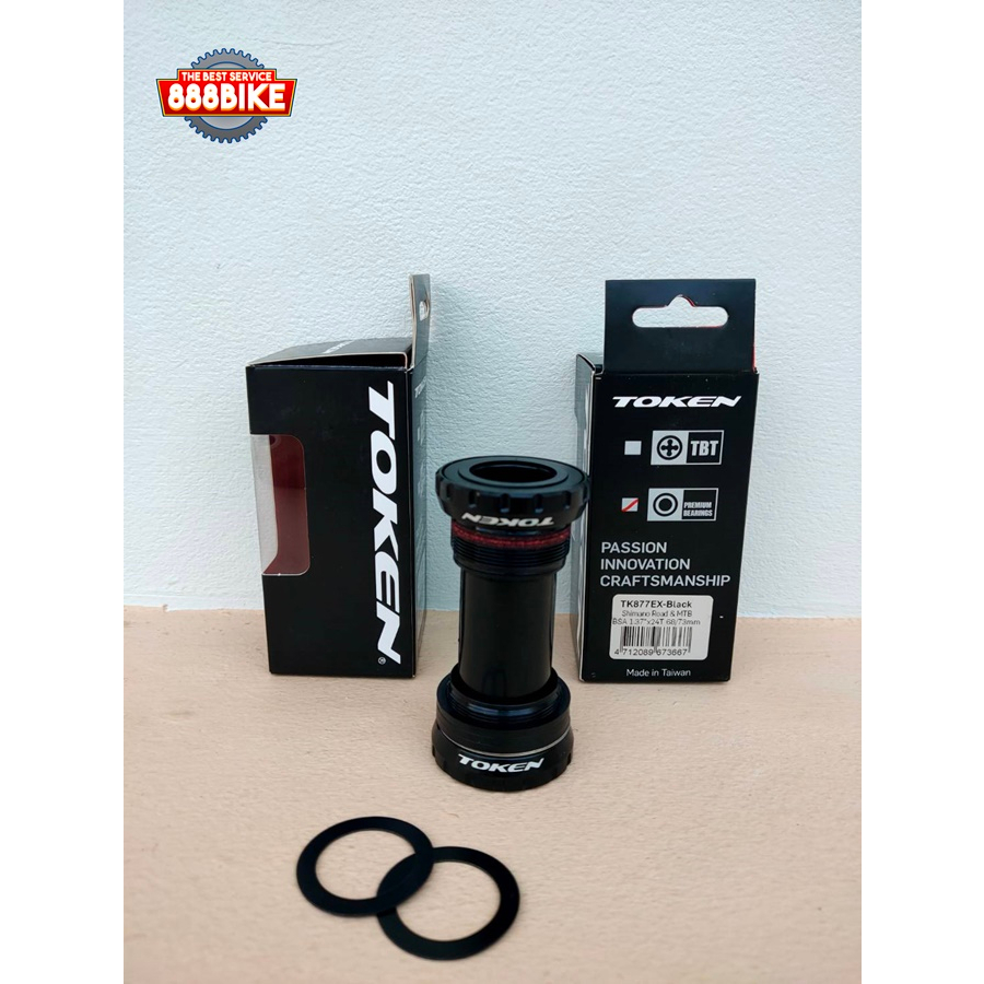 กะโหลกกลวงแบร์ริ่ง TOKEN รุ่น TK877EX เกลียวอังกฤษ Shimano ROAD&MTB BSA1.37"x24T 68/73mm