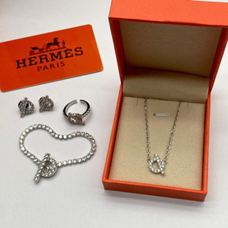 เซตเครื่องประดับ 3ชิ้น Hermes เกรดVIP พร้อมกล่อง ใช้สลับ💯 สีเงิน