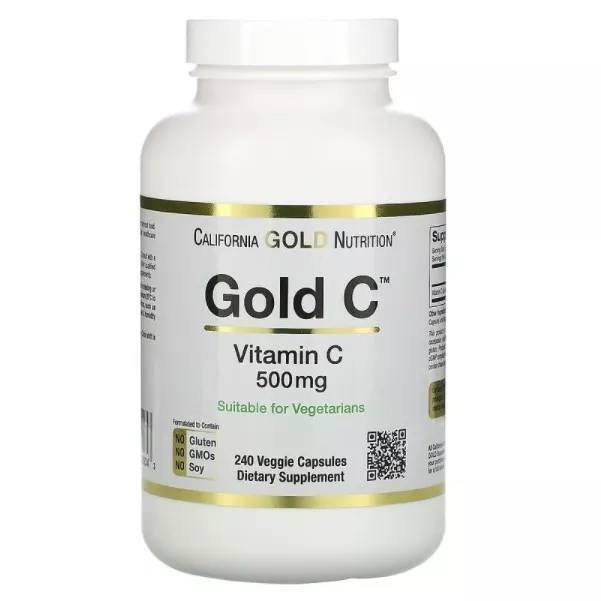 วิตามินซี 500มก. 240 แคปซูล   California Gold Nutrition, Gold C, Vitamin C, 500 mg, 240 Veggie Caps