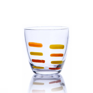 JJGLASS - (LUCE) 008919 - 049/10 ลายแต้มคู่เหลือง-ส้ม (แพ็ค 6 ใบ ) - แก้วน้ำผลไม้ หรือสามารถใส่เครื่องดื่มได้หลากหลายประเภท เหมาะสำหรับใช้บนโต๊ะอาหาร