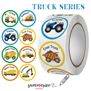 สติ๊กเกอร์ รถบรรทุก รถ Car truck circle sticker roll สติ๊กเกอร์เด็ก reward diy sticker สติ๊กเกอร์วงกลม ลายรถบรรทุก รถตัก