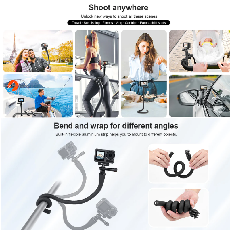 Telesin ตัวยึดแบบยืดหยุ่นสำหรับกล้องแอคชั่น / โทรศัพท์ Flexible Mount  for GOPRO,DJI Action 5Pro/4/3,Insta360
