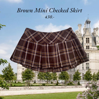 HH480🤎BROWN MINI CHECKED SKIRT