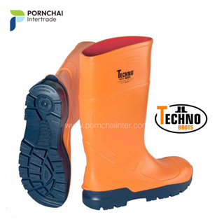 รองเท้าบูท Troya SAFETY หัวเหล็ก (Orange/Blue) Techno Troya Boots รองเท้าบูทนิรภัย PU น้ำหนักเบา