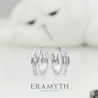 Eramyth jewelry: ต่างหูห่วง เงินแท้925 ฝังด้วยเพชรสวิสCZ ขนาด 11มิล 4 สี รหัส EM-0077 (พร้อมส่งทุกสีจ้า)