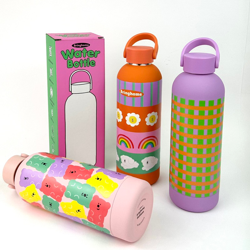 Bringhome Water Bottle กระติกน้ำสแตนเลส เก็บได้ทั้งน้ำร้อน น้ำเย็น มีหูหิ้ว พกพาสะดวก (500 ML)🥤