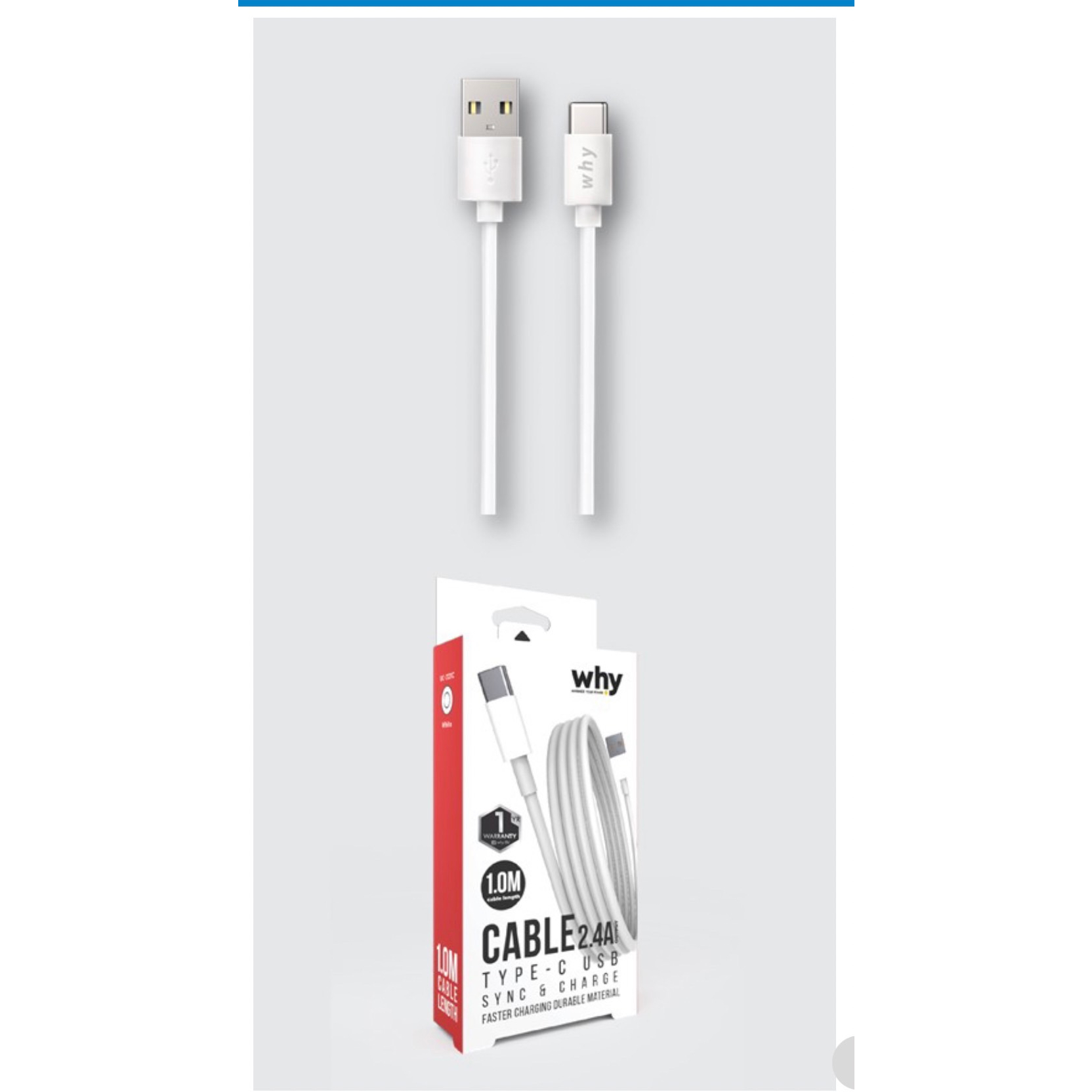 สายชาร์จ และถ่ายโอนข้อมูล Type-C USB ขนาด 2.4A (1.0m)