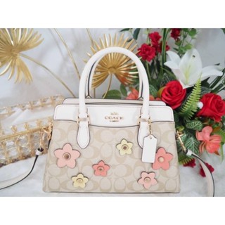 🔥กระเป๋าคอลเลคชั่นใหม่ล่าสุด NEW COACH MINI DARCIE CARRYALL IN SIGNATURE CANVAS WITH FLORAL APPLIQUE