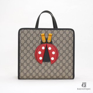 GUCCI KIDS TOTE MINI BLACK RED GG SUPREME MONOGRAM SHW