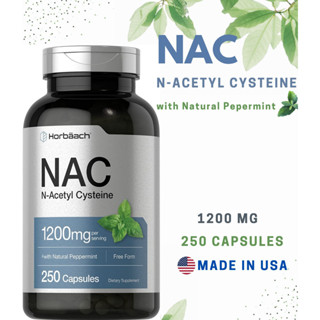 ขนาดครอบครัว NAC N-Acetyl Cysteine 1200mg | 250 Caplets | with Natural Peppermint by Horbaach