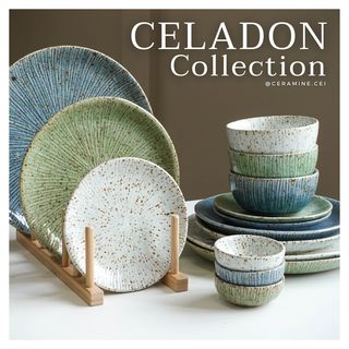 Celadon Collection งานศิลาดลขูดลาย จานเซรามิค ชามเซรามิค ถ้วยน้ำจิ้มเซรามิค ถ้วยแบ่งเซรามิค สไตล์ญี่ปุ่น มินิมอล