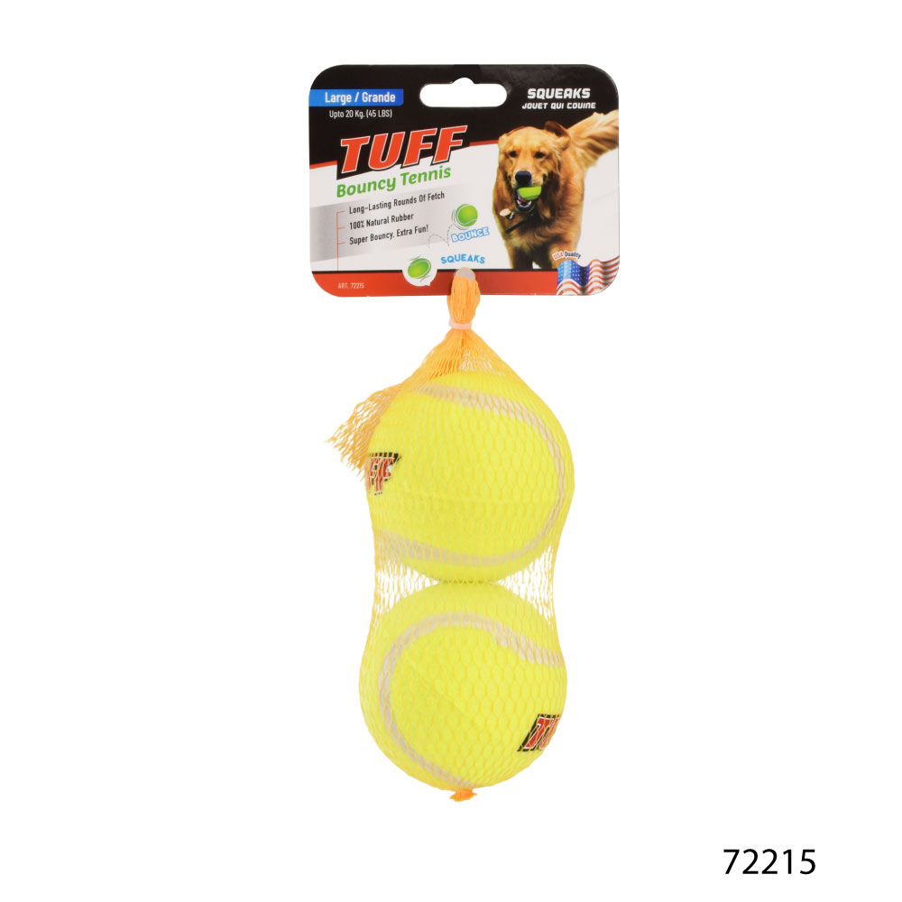 TUFF Rubber Tennis Ball ของเล่นสุนัข ของเล่นลูกเทนนิส บีบมีเสียง เด้งได้ สำหรับสุนัข Size S / Size M / Size L - รูปที่ 4