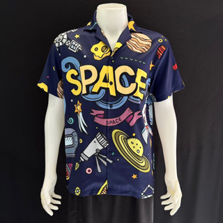 เสื้อฮาวายลายspaceน้ำเงิน