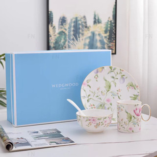 Wedgwood Sweet Plum Series Bone China Bowl Spoon Cup Dish 4-piece gift box set