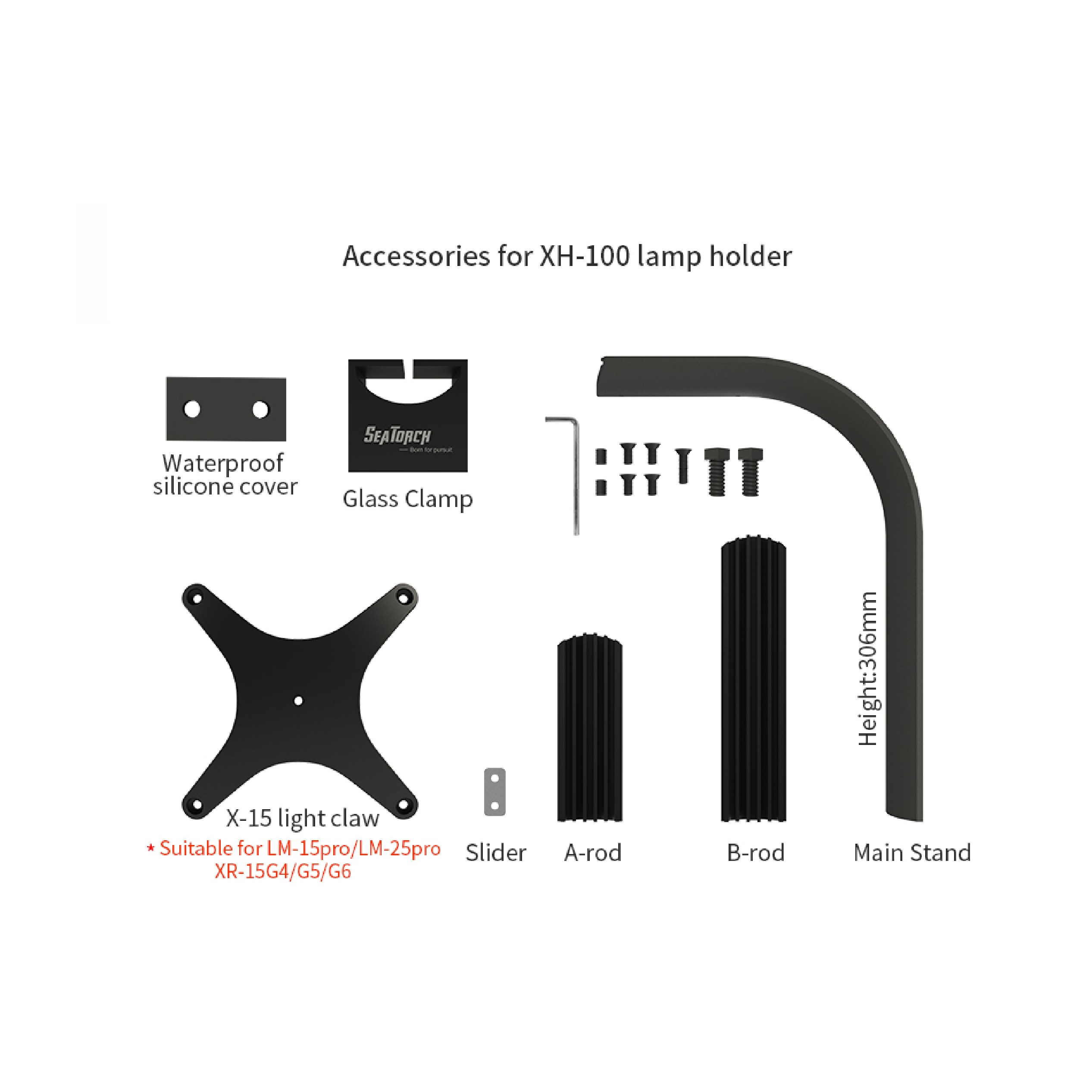 ขาไฟ SeaTorch  Arm XH-100/XH-100S For LM-15/25Pro สำหรับตู้ไม่มีคาน ออกแบบสวยงาม วัสดุคุณภาพสูง