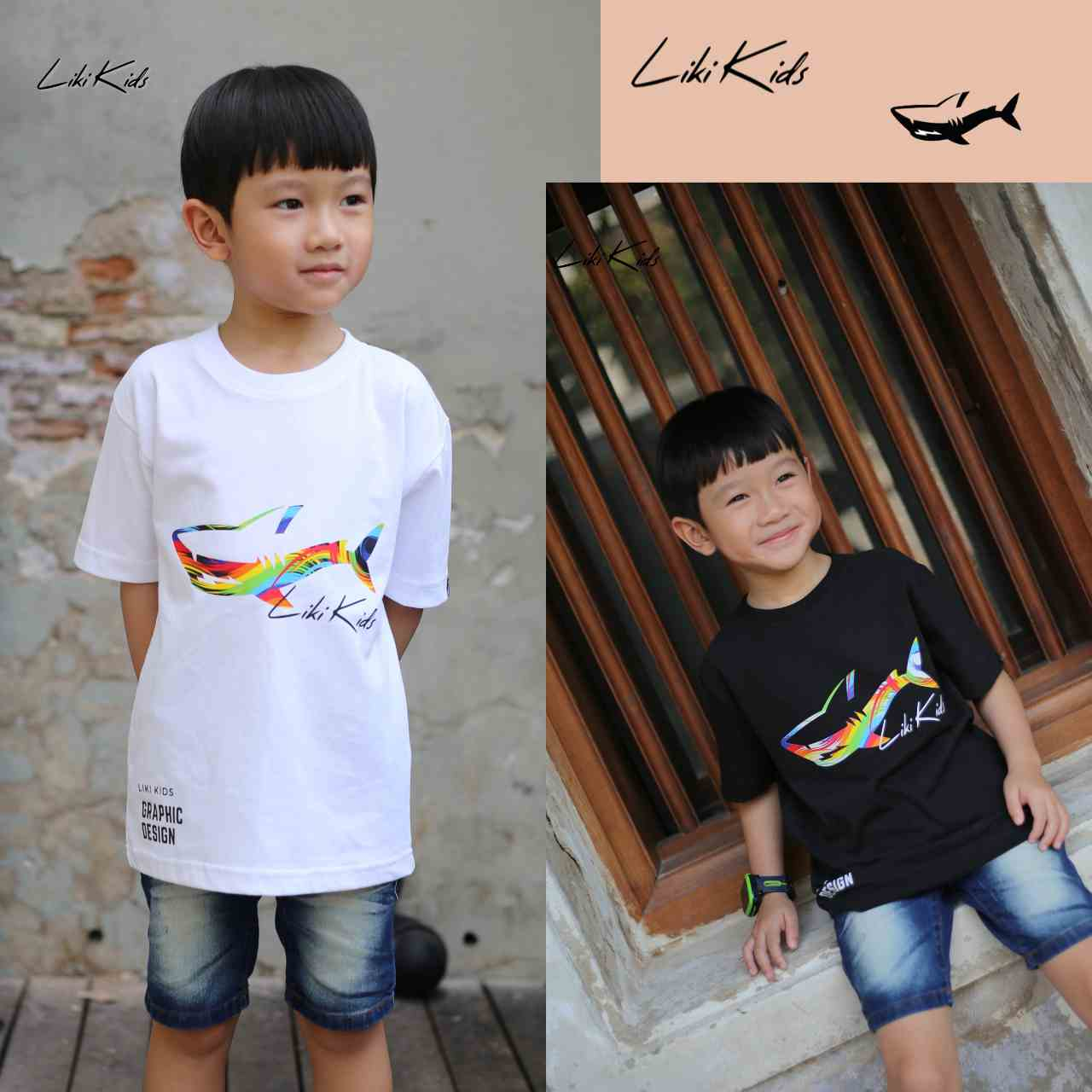 LIKI KIDS  X  Graphic Design ▶️เนื้อผ้า Supersoft  นุ่มมากกกกกก ใส่สบาย  ผลิต สีดำและสีขาว