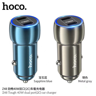 Hoco Z48 Adapter Type-C 2 port for car ที่ชาร์จมือถือในรถ ช่องไทป์ซี 2 ช่อง PD 40W ของแท้ หน้าปัดมีไฟล้อมรอบ