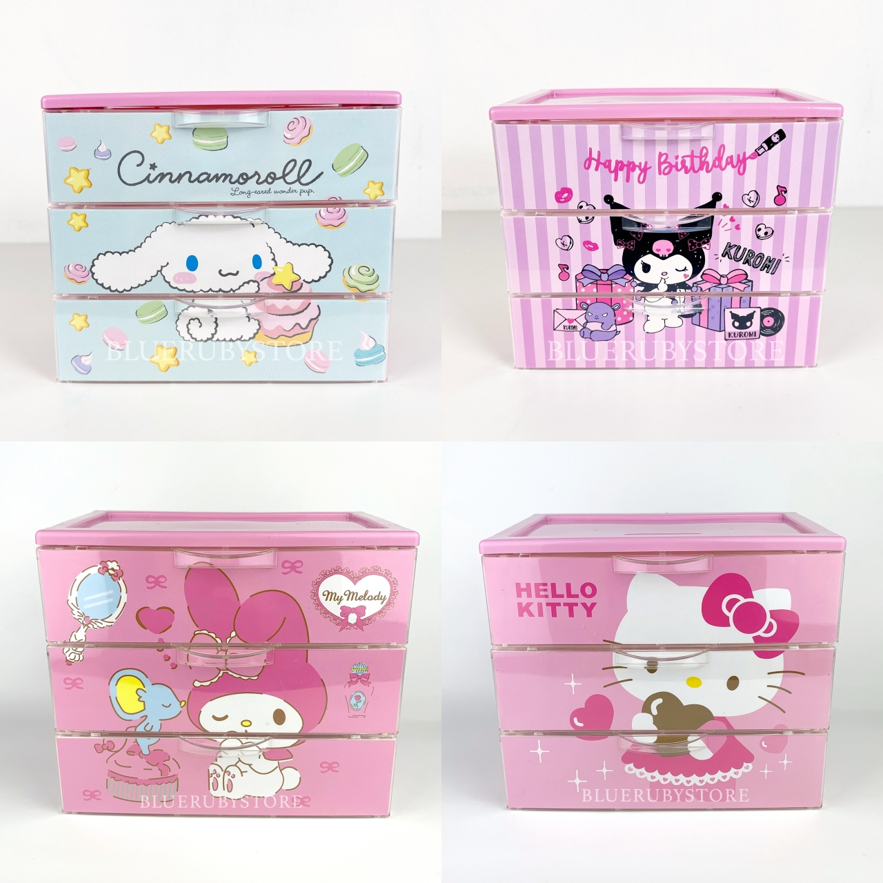 พร้อมส่ง💕 ลิ้นชักตั้งโต๊ะ 3 ชั้น น่ารัก ลายการ์ตูน ลิ้นชักเก็บของอเนกประสงค์ จัดระเบียบ | Bluerubystore