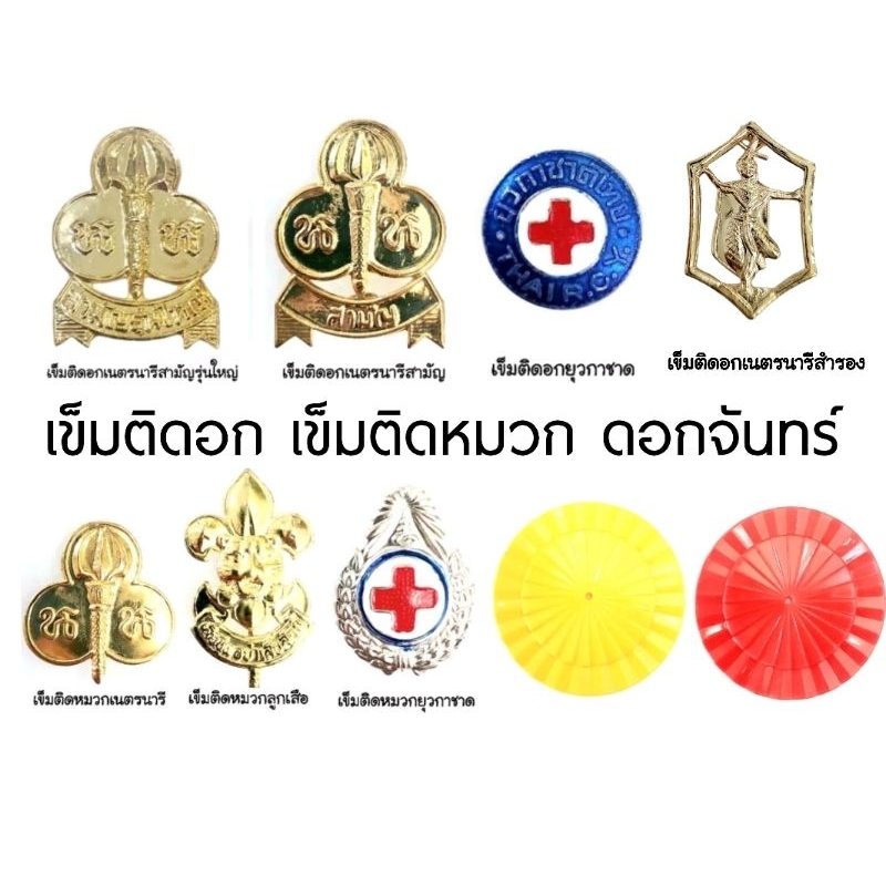 เข็มติดอกเสื้อ ติดหมวก ติดดอกจันทร์ ลูกเสือ เนตรนารีสามัญ เนตรนารีสามัญรุ่นใหญ่ นน.สำรอง