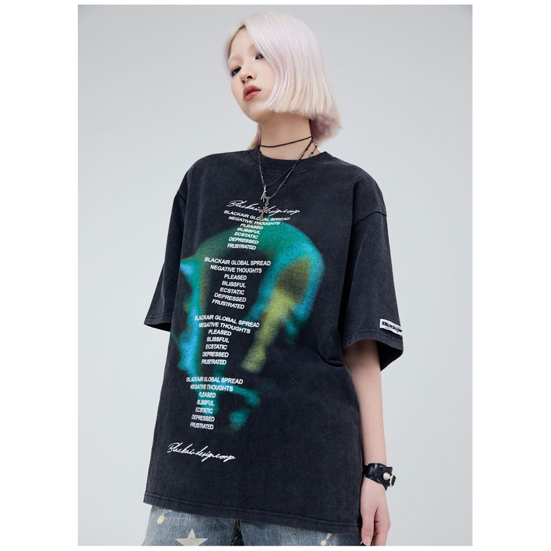 Spenzer.street | Blackair LS โอเวอร์ไซส์ สตรีท อปป้า เกาหลี y2k ทราวิส 2pac ฮิต 2023 มาใหม่