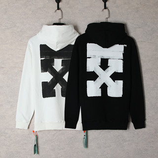 OFF WHITE  graffiti fuzzy arrow hooded sweater hoodie