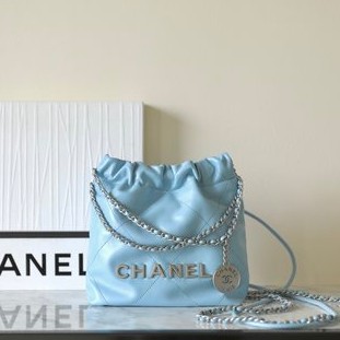 Chanel 22 mini 💗🥰 หนังสวย สีฟ้าสุดสดใส  สุดน่ารัก พร้อมกล่องใส่และอุปกรณ์ครบ