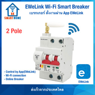 Ewelink เบรกเกอร์ อัจฉริยะ สั่งงานผ่าน Wifi รองรับกระแสสูง 2 Pole(L, N)