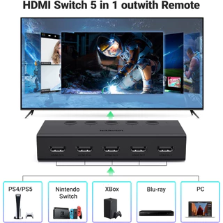 UGREEN HDMI Switch 5 in 1 รองรับ 4K ที่ 60Hz HDMI Splitter พร้อมรีโมทควบคุม รุ่น CM568