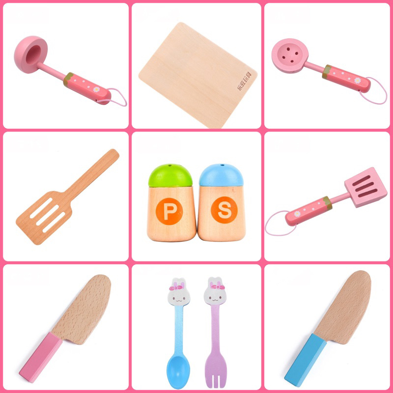 ของเล่นไม้ อุปกรณ์เสริมเข้าครัว แยกชิ้น ของเล่นเด็ก