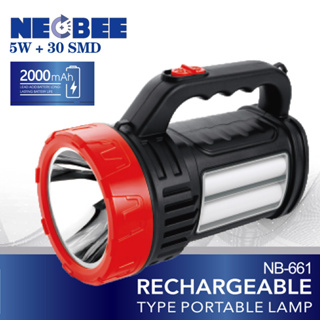 NEOBEE รุ่น NB-661 ไฟฉายขนาดใหญ่LED 2ดวง ชาร์จไฟบ้าน 2000 mAh ชาร์จไฟบ้าน ไฟฉายกระบอกยาว ไฟฉายมือถือ ไฟฉายแรงสูง