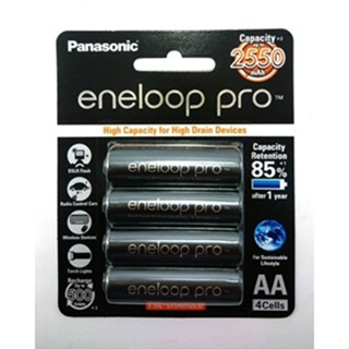 ถ่านชาร์จ Panasonic eneloop Pro รุ่น BK-3HCCE/4BT AA 2550mAh แพ็ค 4 ก้อน (1 แพ็ค) (ของแท้พานาโซนิคไทย)