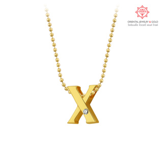 OJ GOLD สร้อยคอจี้เพชรแท้ 18K ตัวอักษร X ทองแท้ น้ำ 100 มีใบรับประกัน ส่งฟรี kerry LETTER  X