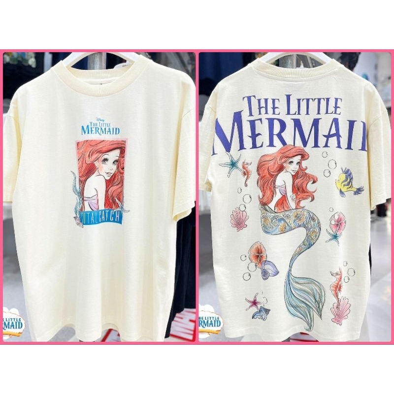 เสื้อDisney ลาย The little mermaid สีขาวเฟด วินเทจ ลิขสิทธิ์แท้ ( TMA-001 )