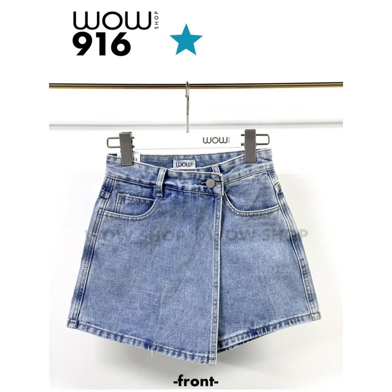 (S-XL) กางเกงกระโปรงยีนส์ ผ้าไม่ยืด ป้าย wow shop (916)