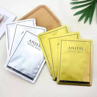 exp.08/2025🍒ANJERI FACIAL MASK GOLD - Silver สีทอง - สีเงิน 📌แท้ 💯 [ 1 แผ่น ]