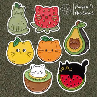 ʕ •ᴥ•ʔ ✿ พร้อมส่ง : เข็มกลัดเซ็ทแมว x ผลไม้ต่างๆ | Cat x Fruit Enamel Brooch Pin Set.