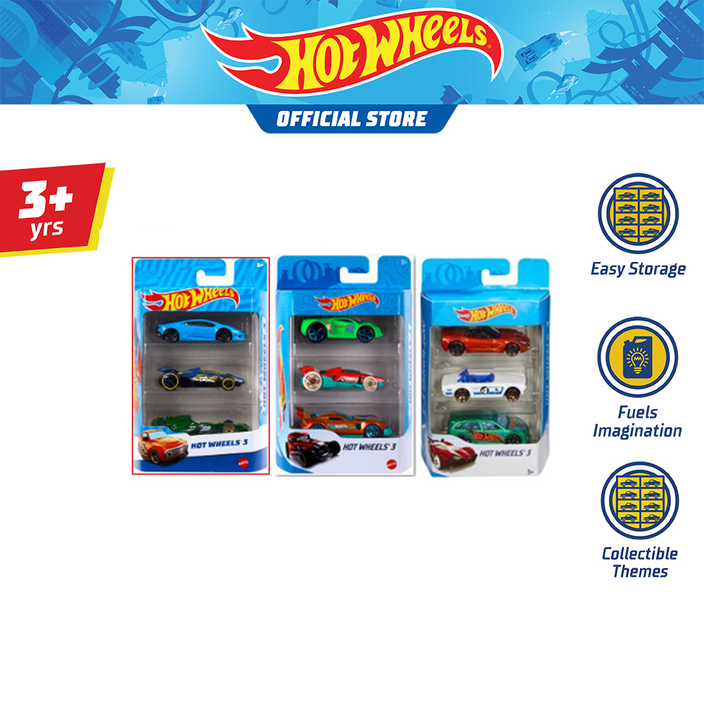 Hot wheels Basic 3 Car 1Set ฮ็อทวีล  แพค 3 คัน คละแบบ 1แพค โมเดลรถ รถของเล่น K5904