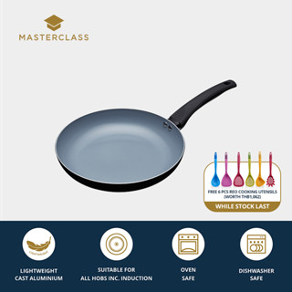 MasterClass Eco All Hobs Frying Pan with Healthier Ceramic Chemical Non-Stick and Scratch Resistant (Non Stick Cookware/ Pots and Pans/ Kuali/ Periuk/ Alat Memasak Tidak Melekat) - Black (20cm-30cm) กระทะ