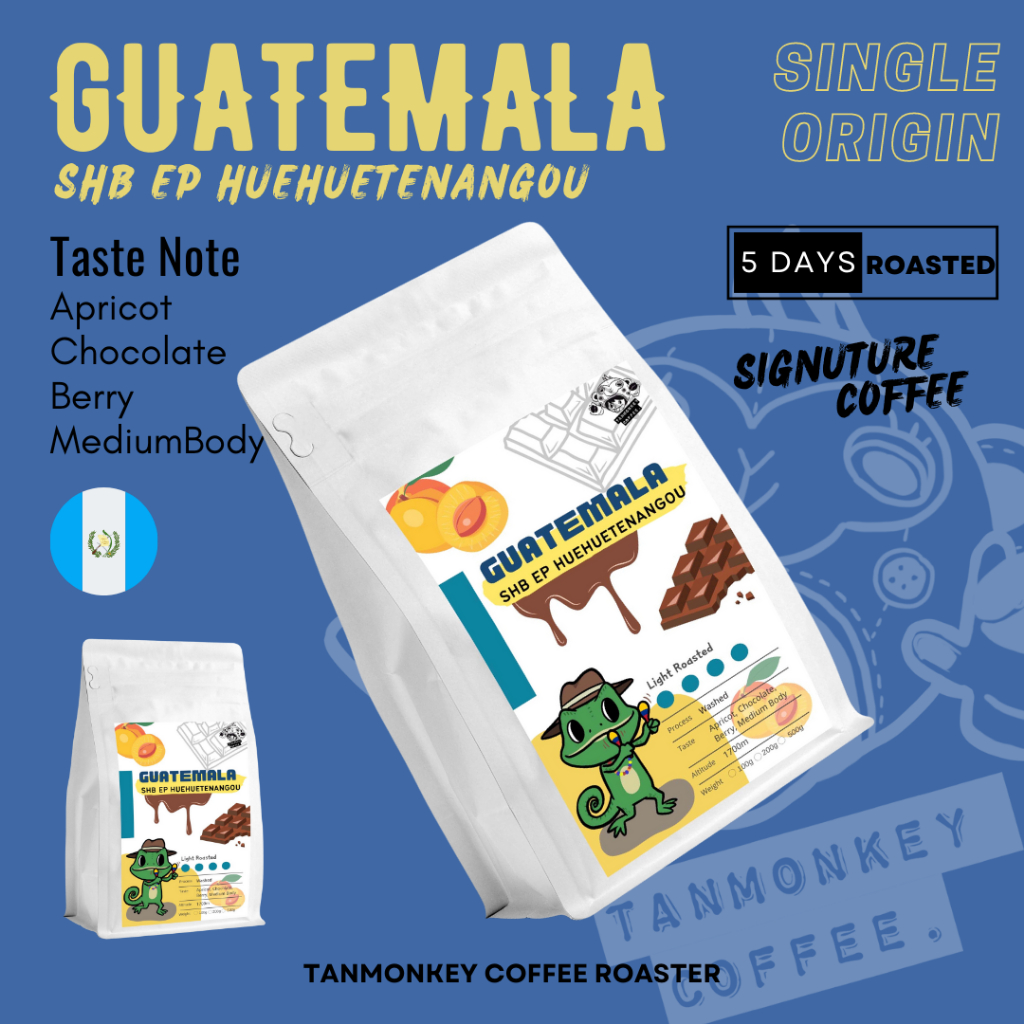 Tanmonkey Coffee เมล็ดกาแฟคั่ว Guatemala SHB EP Huehuetenango Washed Process